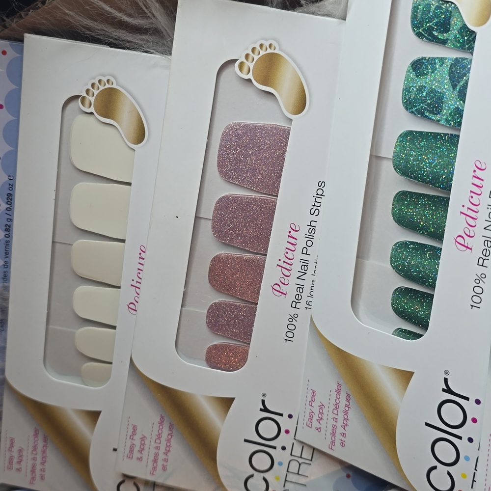 Color Street Pedicure Nail Strips Bundle Of 11 Glitter/ Blue/Summer Sets #8 - Picture 5 of 7